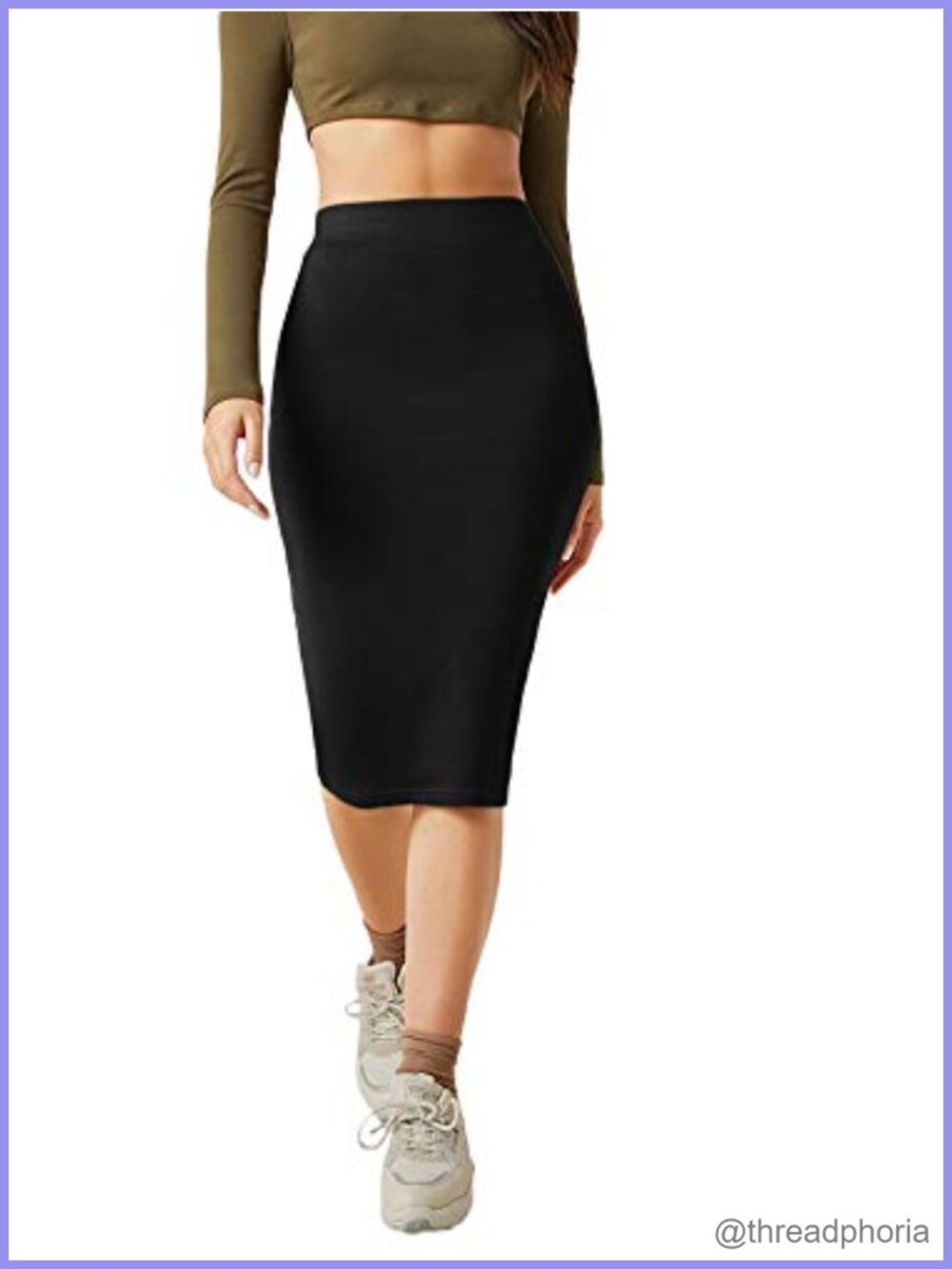 Women's High Waist Bodycon Pencil Midi Skirt Elegant Work Office